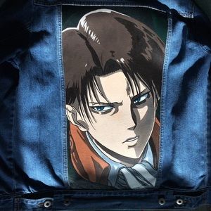 Hand painted Custom Attack On Titan Inspired Anime Denim Jacket